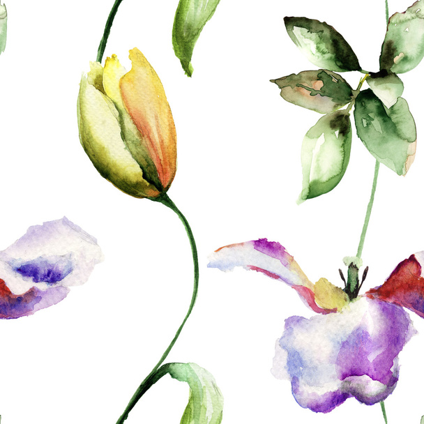 Seamless pattern with Tulips flowers - Zdjęcie, obraz