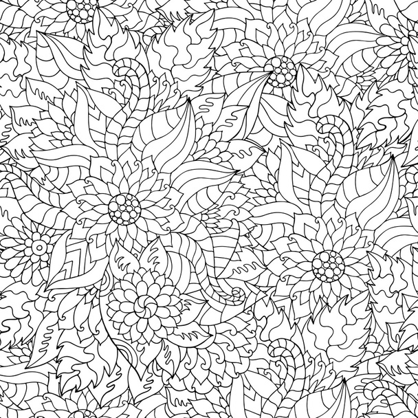 Ručně kreslenou zentangle květinová ozdoba pro dospělé anti stres.  - Vektor, obrázek