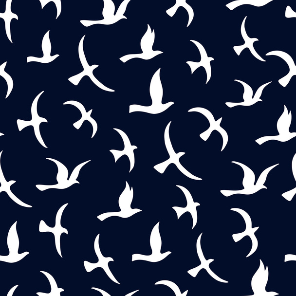 Oiseaux volants motif sans couture. Fond noir et blanc
. - Vecteur, image