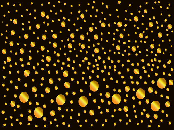 Gold dots on black - abstract background. Abstract gold polka dot ornament on black. Elegant artistic design element, canvas, clip art. Eps 10. - Vector, Image