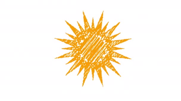 Pogoda ikona słońcem malowane z kredy, wyciągnąć rękę animacji 4k - Materiał filmowy, wideo