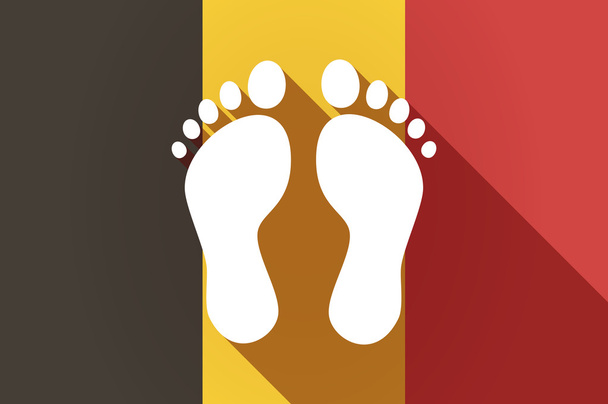 Bandera de Bélgica de sombra larga con dos huellas
 - Vector, imagen