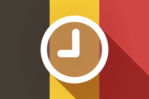 Larga sombra Bandera de Bélgica con reloj
 - Vector, Imagen