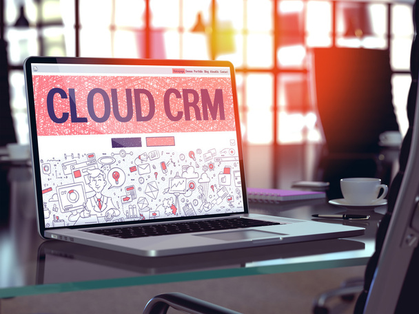 Cloud CRM Laptop Modern Workplace Tausta
. - Valokuva, kuva