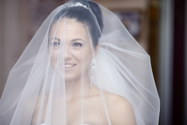 Beautiful bride in lace veil - Photo, Image