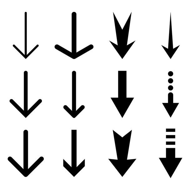 Down Arrows Vector Flat Icon Set - Wektor, obraz