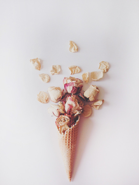 Cone com rosas isoladas sobre branco
 - Foto, Imagem