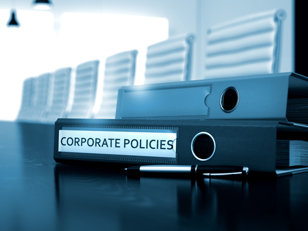 Corporate Policies on Office Binder. Blurred Image. - Photo, Image
