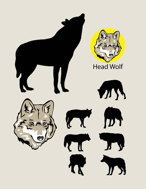 Silhuetas de lobo e logotipo
 - Vetor, Imagem