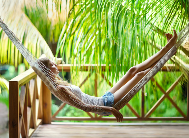 Woman relaxing in hammock - Photo, Image