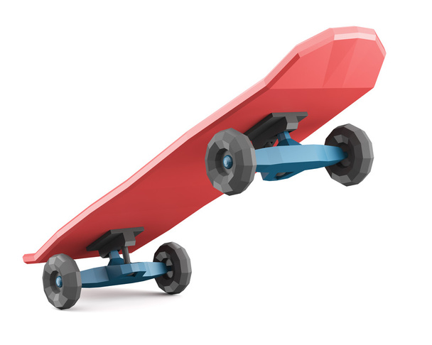 Low polygonal skateboard isolated on white background - Фото, зображення