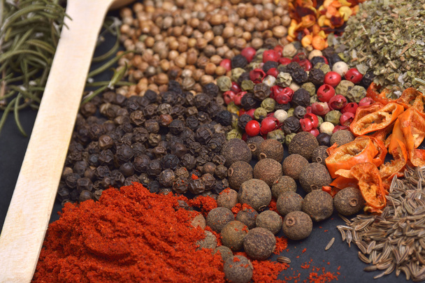 Composition with different spices and herbs - Fotó, kép