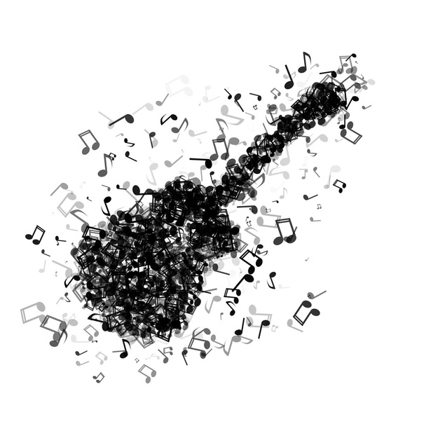 Guitar made from different music notes - Vector, Image