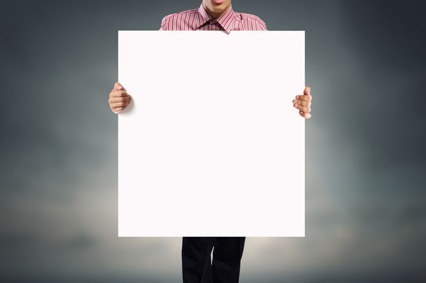 Man with empty banner - Photo, Image