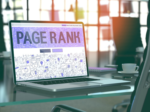 Page Rank on Laptop in Modern Workplace background
. - Фото, изображение