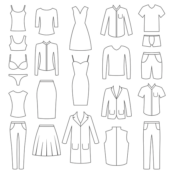 Conjunto de iconos de ropa de mujer y hombre, ilustración vectorial
 - Vector, Imagen