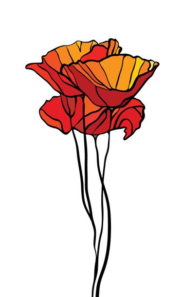 Poppy stained glass - Vector, Image