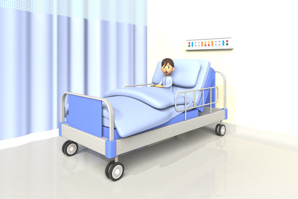 Ilustração 3D do menino no hospital
 - Foto, Imagem