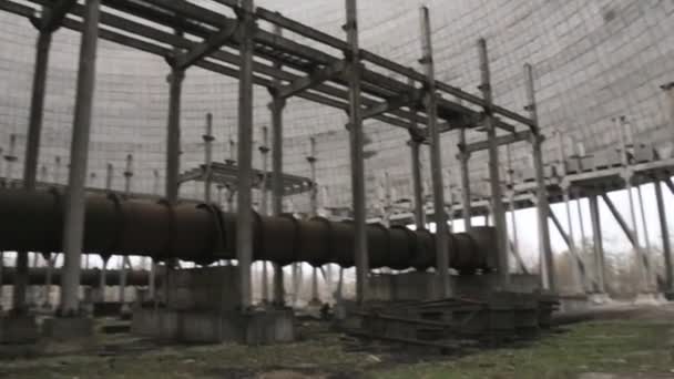 Unfinished and abandoned the cooler reactor at the Chernobyl nuclear power plant. - Materiaali, video