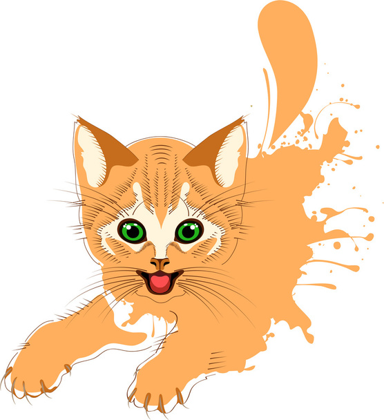 Grunge γάτα τζίντζερ - Διάνυσμα, εικόνα