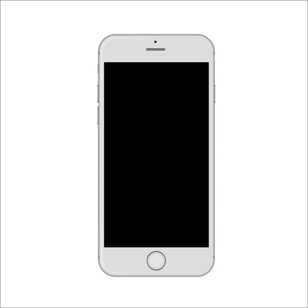 New version of white slim smartphone with blank black screen isolated. - Вектор,изображение