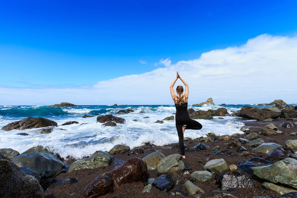 Sesión de yoga de verano sea océano
 - Foto, imagen