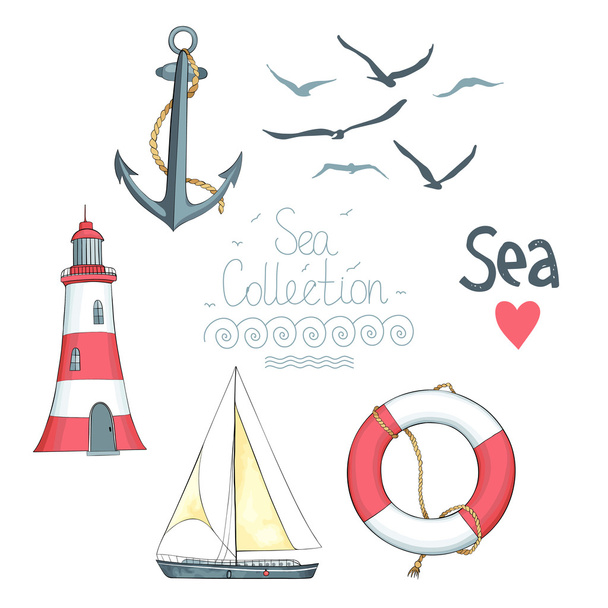Set of nautical objects. - Vector, Image