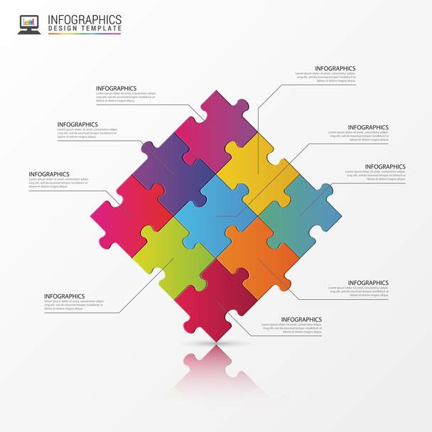 Puzzle piece infographics business concept. Vector - Вектор,изображение