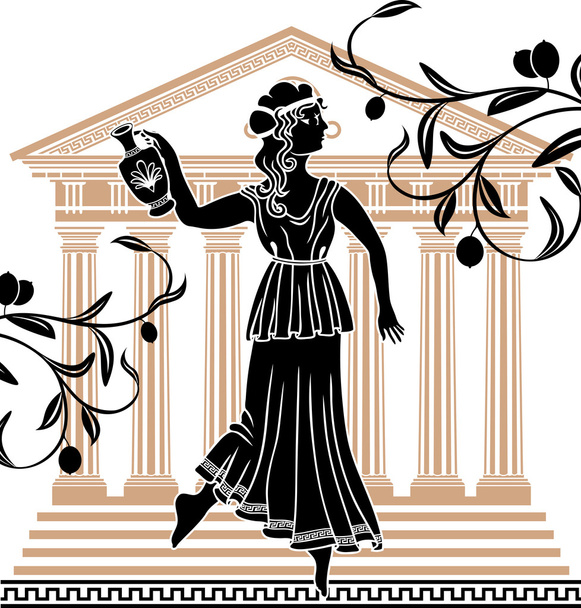 Greek woman with amphora - Vector, Image