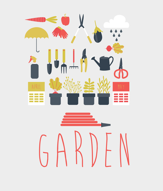 Garden tools icons - Vector, afbeelding