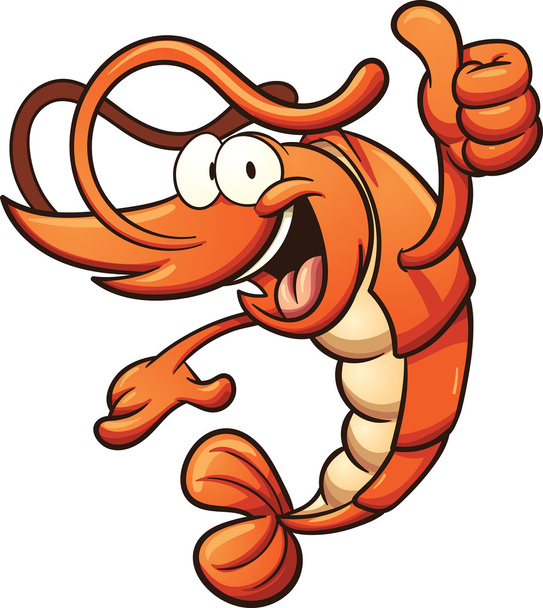 Šťastný karikatura krevety - Vektor, obrázek