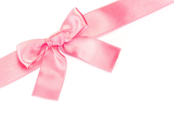 Beautiful pink satin bow and ribbon isolated on white - Foto, Bild