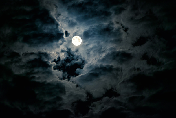 Mysterious night sky with full moon - Photo, Image