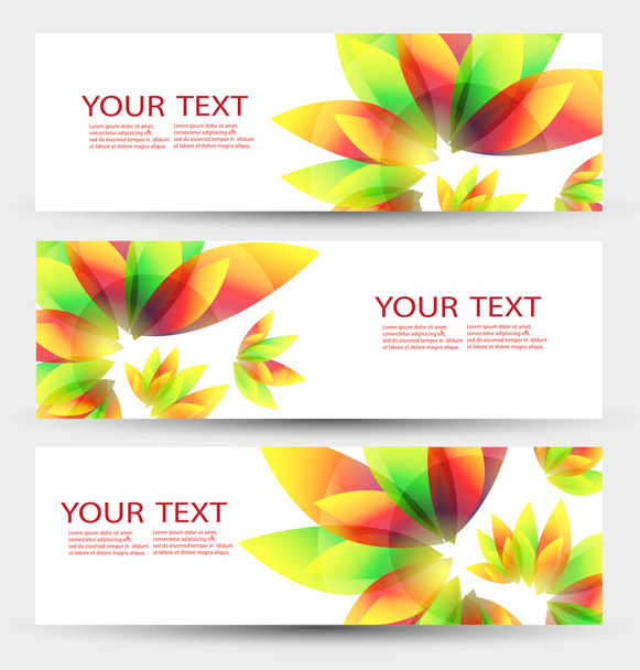 Conjunto de três banners vetoriais de natureza com elementos florais e lugar para texto. Cabeçalho natureza
 - Vetor, Imagem