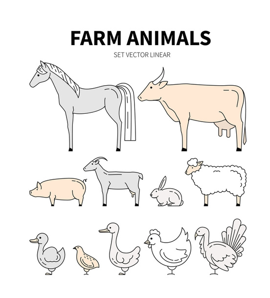 農場の動物のコレクション - ベクター画像