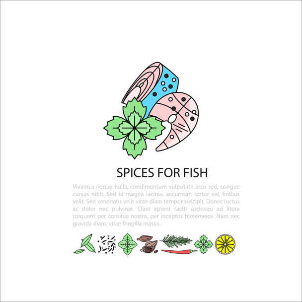 Spezie combinate con pesce
 - Vettoriali, immagini