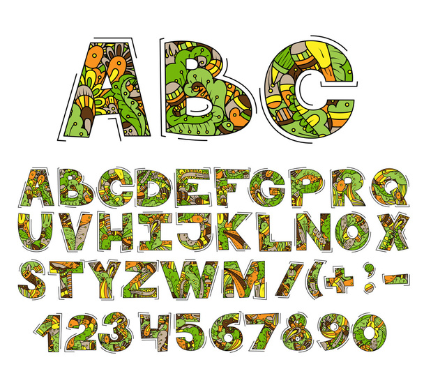 Decorative alphabet letters with floral elements Vector Image