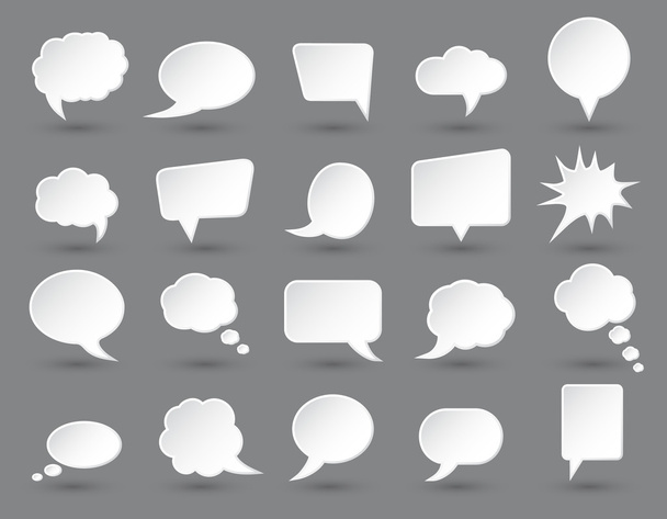 White speech bubbles set with shades on dark gray background. - Vektor, kép