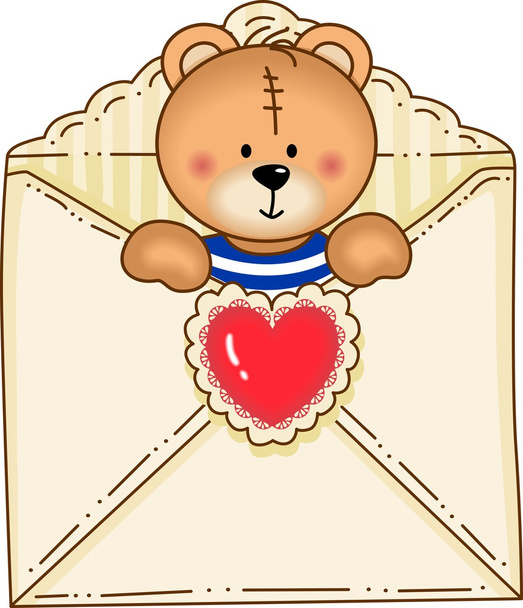 Bear Inside Envelope - Vector, Image
