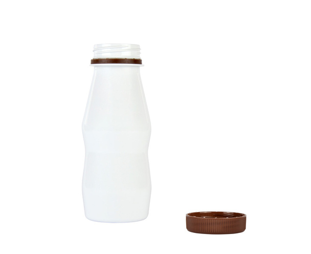 Botella de plástico blanco abierta
 - Foto, imagen