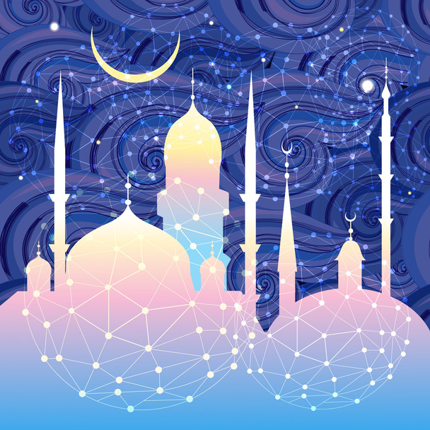 Beautiful mosques and minarets - Vector, Image