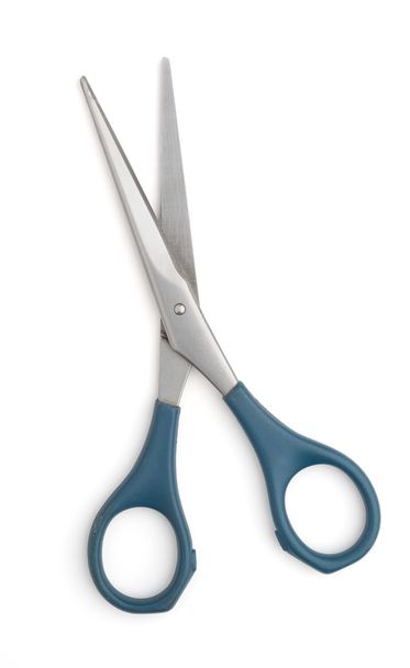 Kovové nůžky s modrým plastovým držadlem - Fotografie, Obrázek