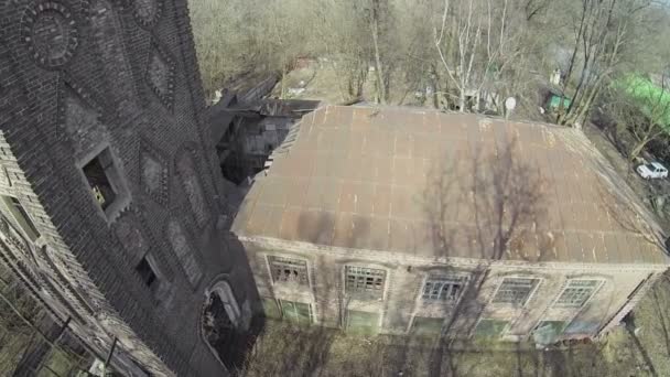 Neglected edifice with tower - Materiał filmowy, wideo