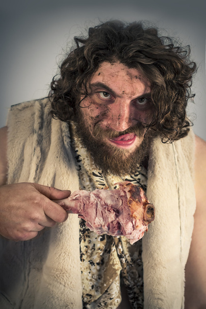 Realistic Caveman Eating - Photo, Image