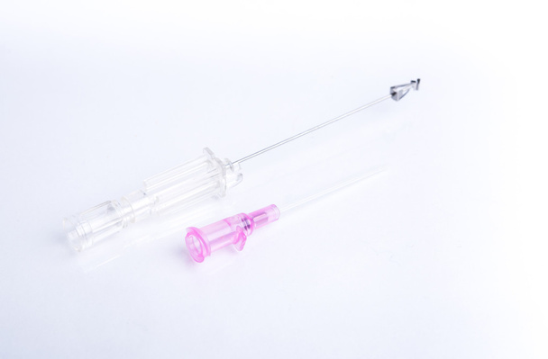 Twenty gauge catheter isolated on white background. - Foto, afbeelding