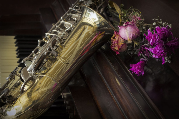Květiny saxofon Piano  - Fotografie, Obrázek