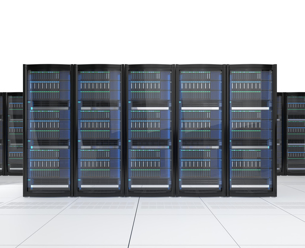 Rows of blade server system on white background - Photo, Image