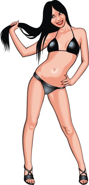 mooie bikini girl - Vector, afbeelding