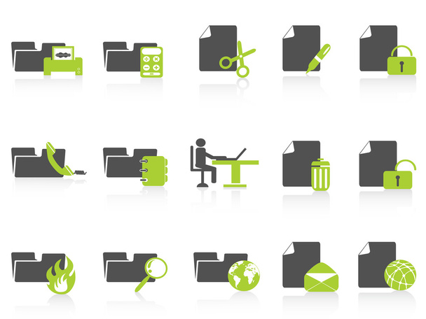 Folder and document icons green series - Vetor, Imagem