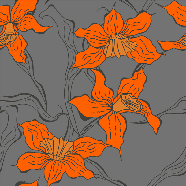 Seamless wallpaper with Narcissus flowers - Vettoriali, immagini